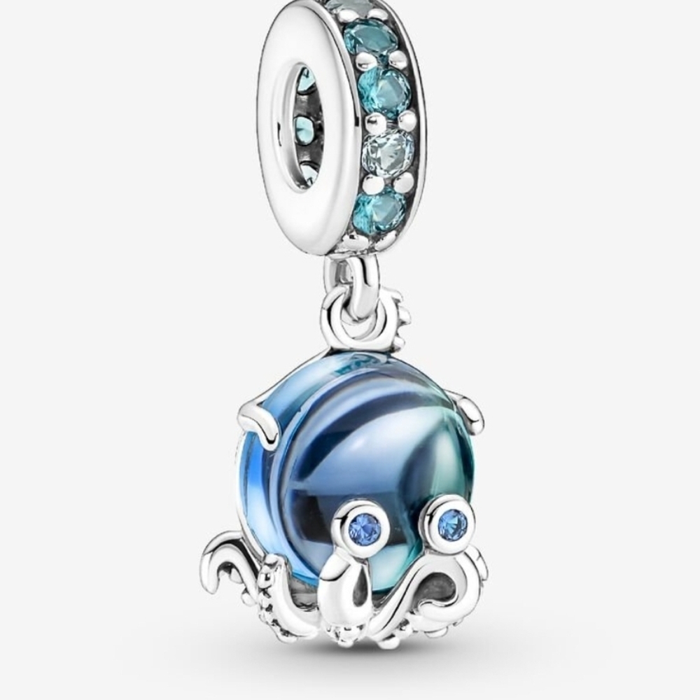 Pandora Murano Glass Cute Octopus Dangle Charm 791694c01Sterling silver NWT